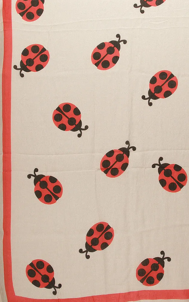 021256 Red LadyBird Bug Print Cotton Scarf