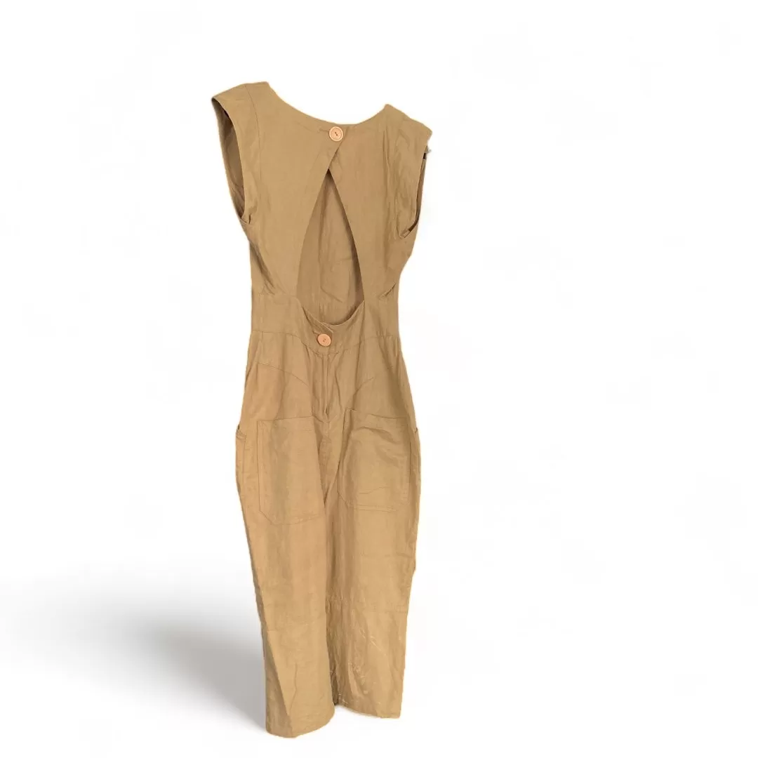 80s Khaki Dress Cutout Back