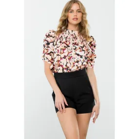 Alison Ruched Sleeve Printed THML Top-SALE