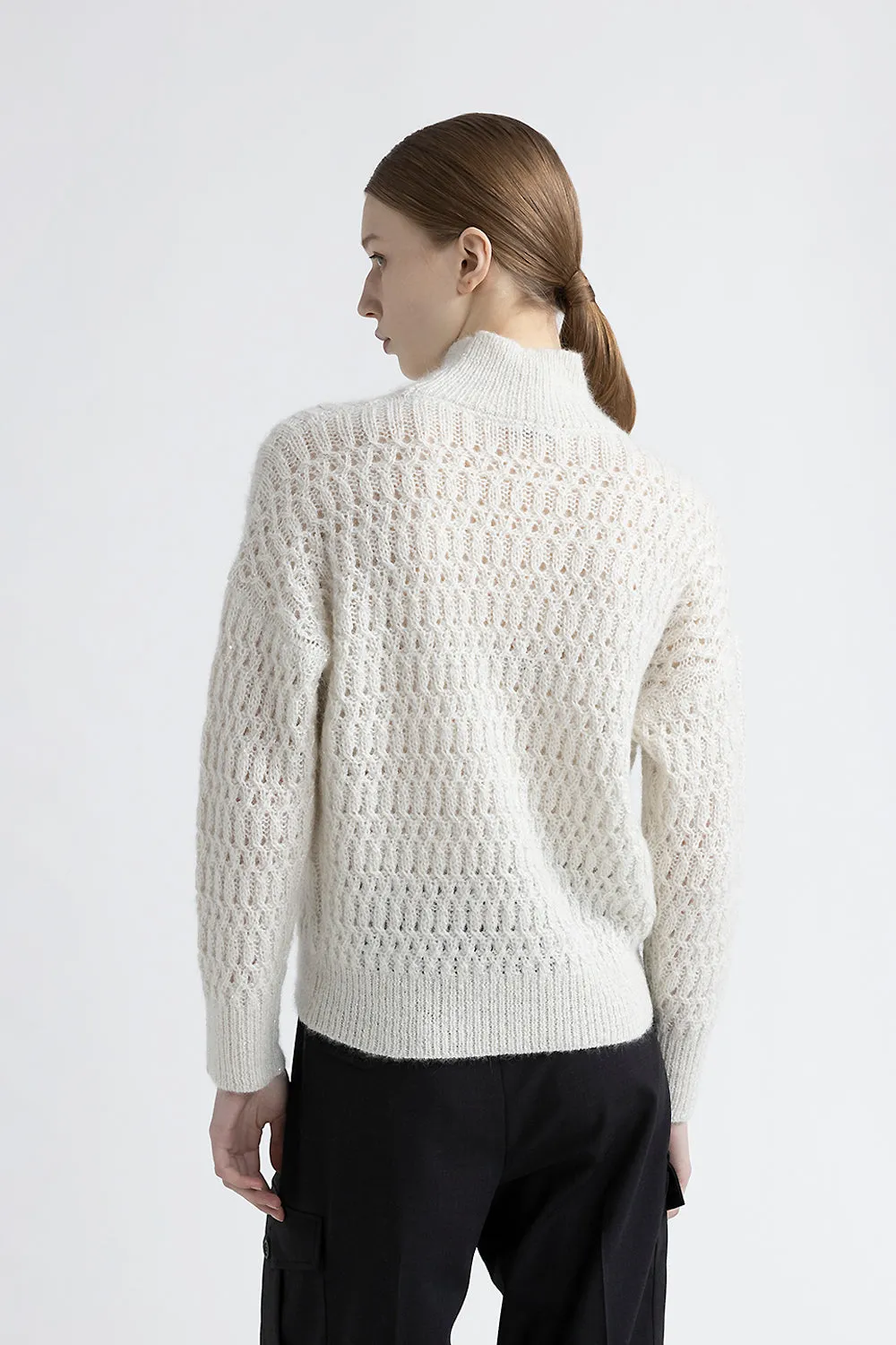 Alpaca wool sweater with lurex and sequins