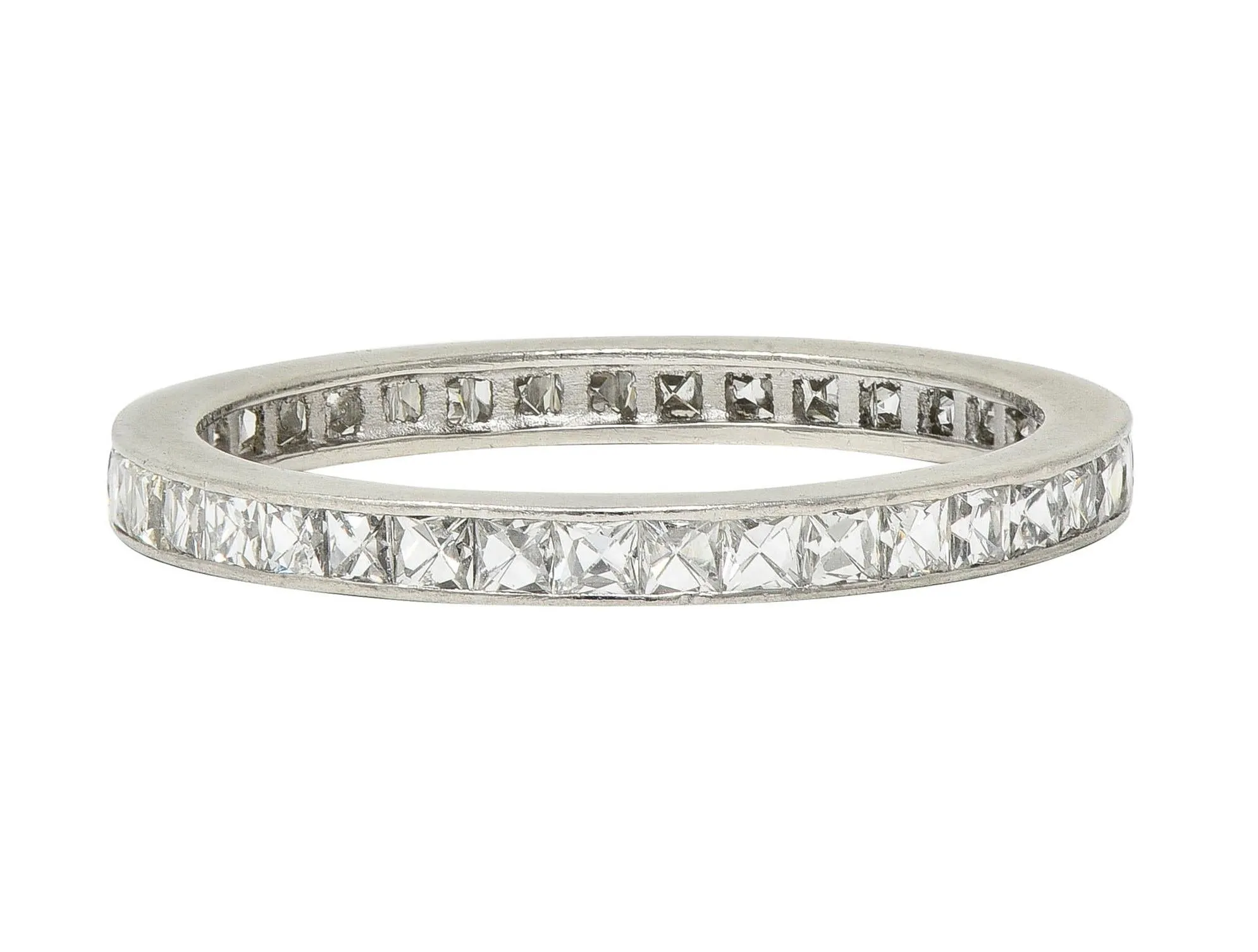 Art Deco 1.52 CTW French Cut Diamond Platinum Vintage Eternity Wedding Band Ring