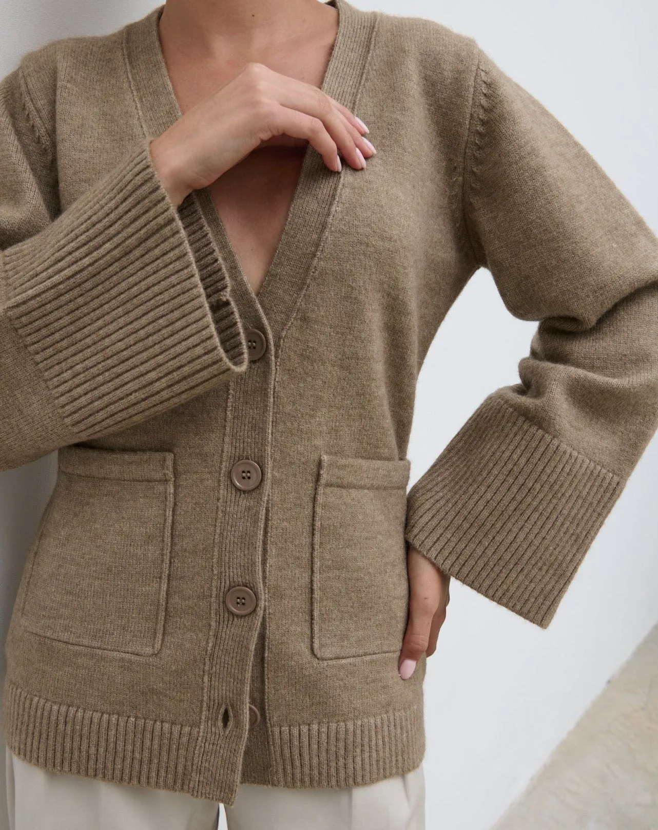 Autumn Knit Cardigan - Dark Beige