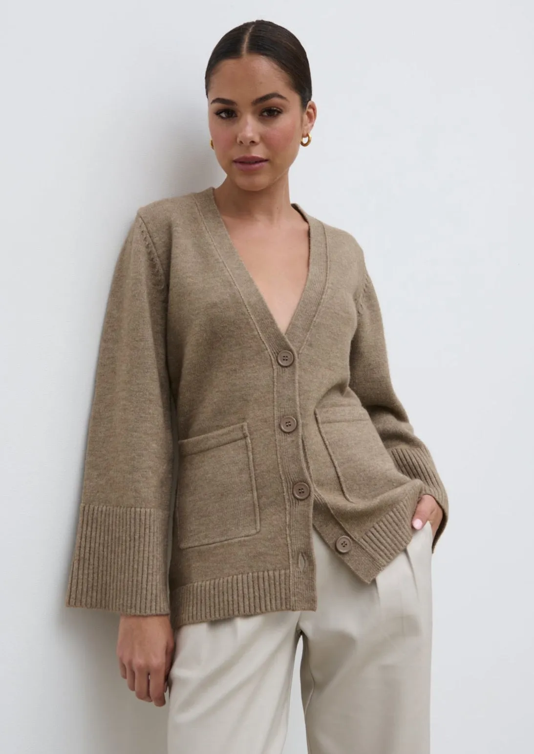 Autumn Knit Cardigan - Dark Beige