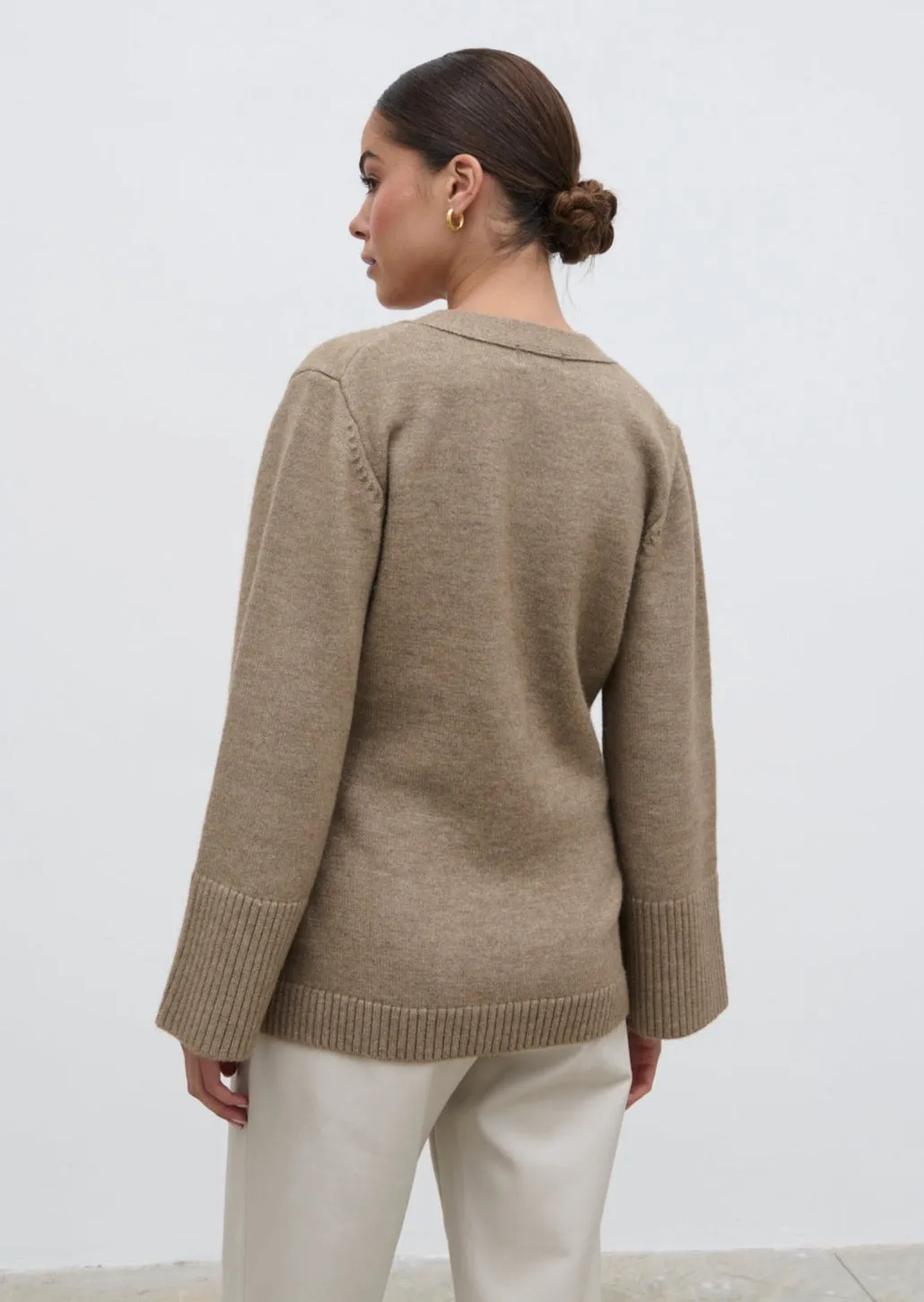 Autumn Knit Cardigan - Dark Beige