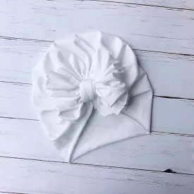 Baby Top Knot Bow Turban — White