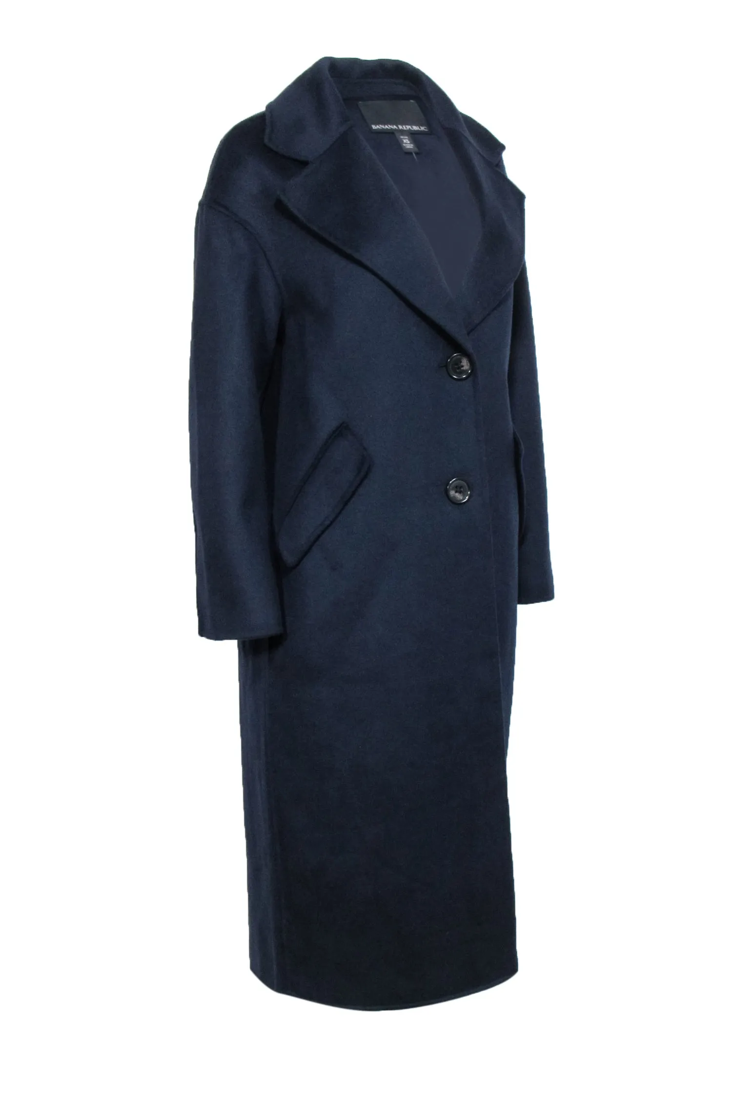 Banana Republic - Navy Wool Blend Drop Shoulder Coat Sz XS