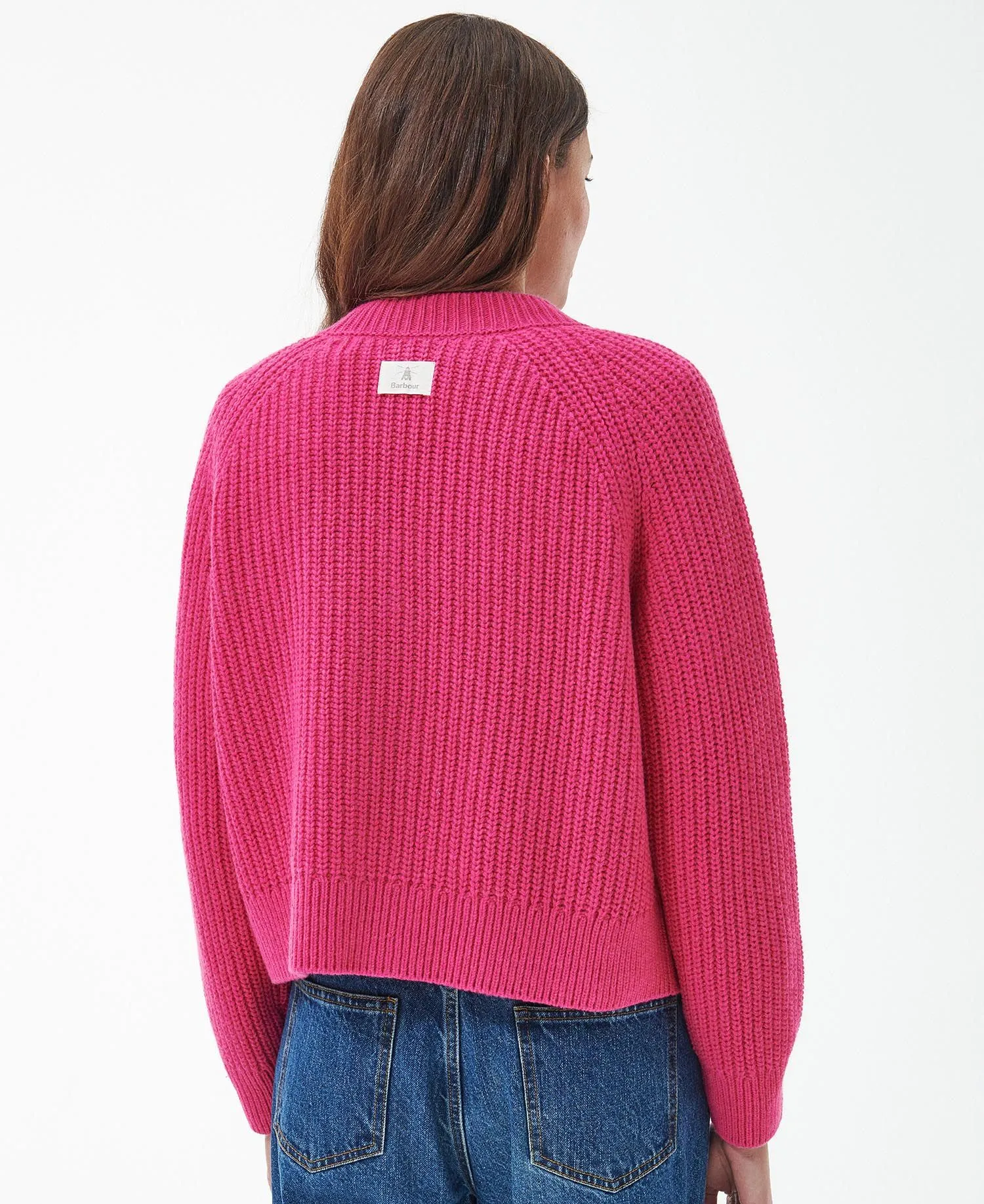 Barbour Bracken Cardigan In Pink Dahlia LKN1435