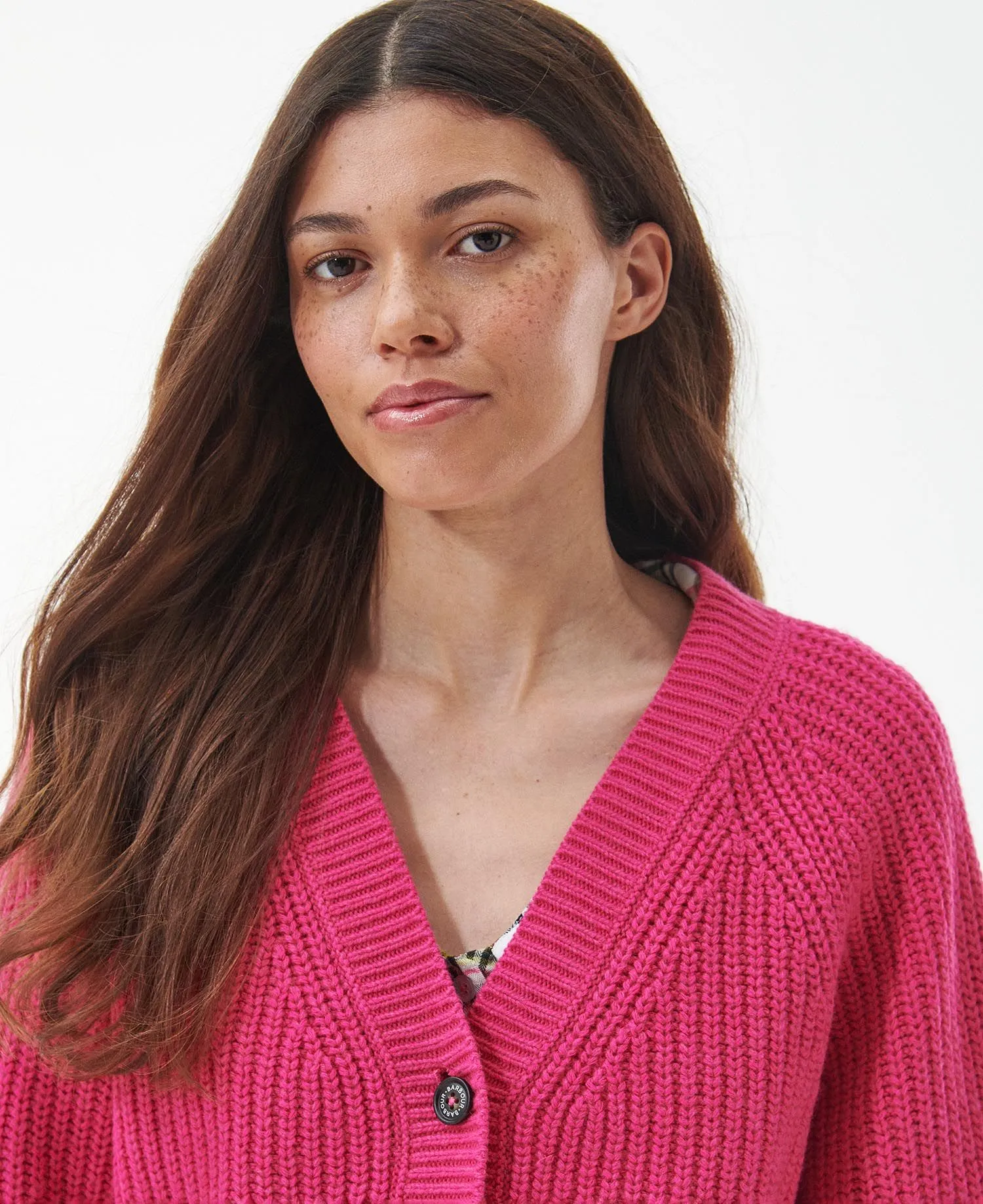 Barbour Bracken Cardigan In Pink Dahlia LKN1435