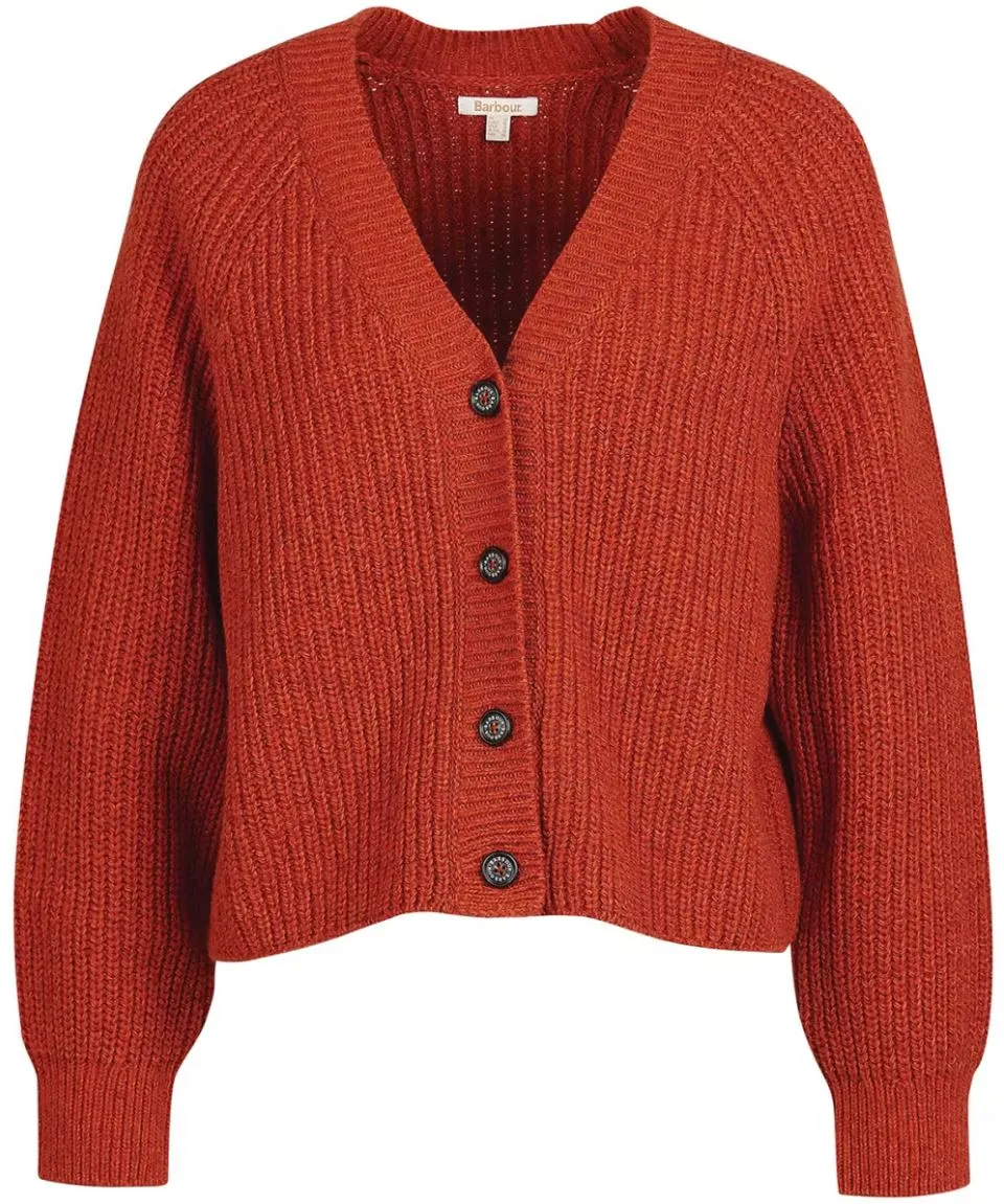 Barbour Devon Cardigan in Burnt Russet LKN1319