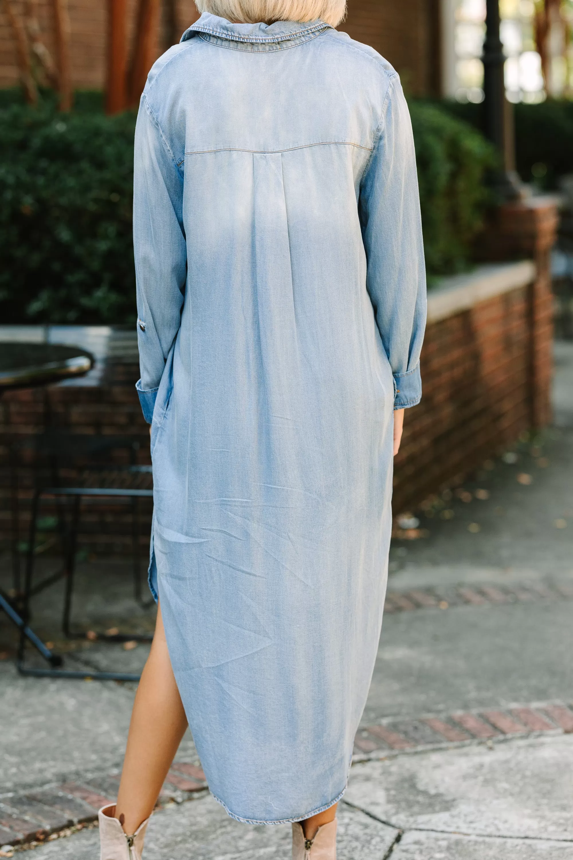 Best Of Both Medium Wash Denim Midi Dress