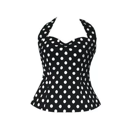 Black and White Polka Dot Halterneck Retro 50s Top