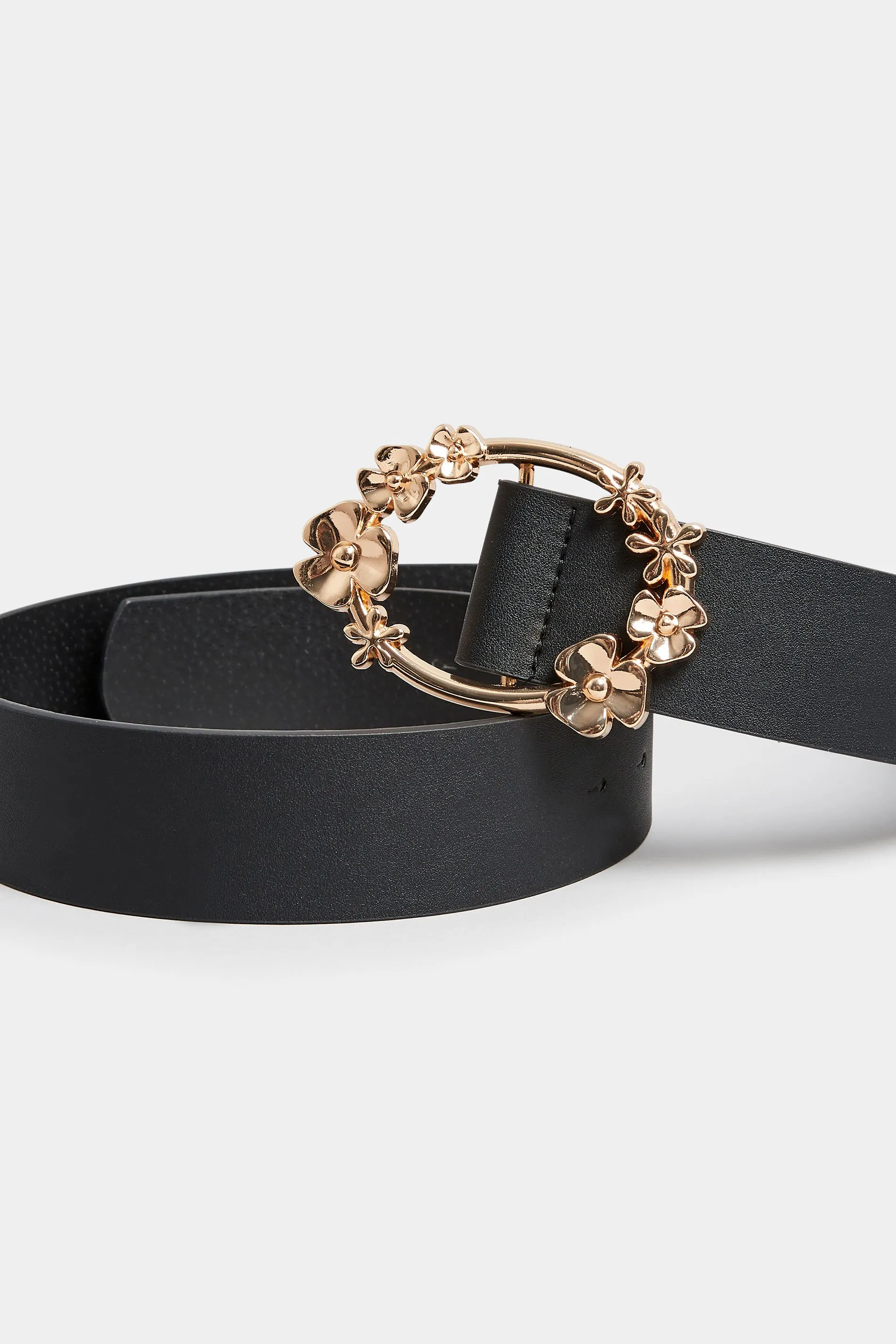 Black Floral Buckle Belt