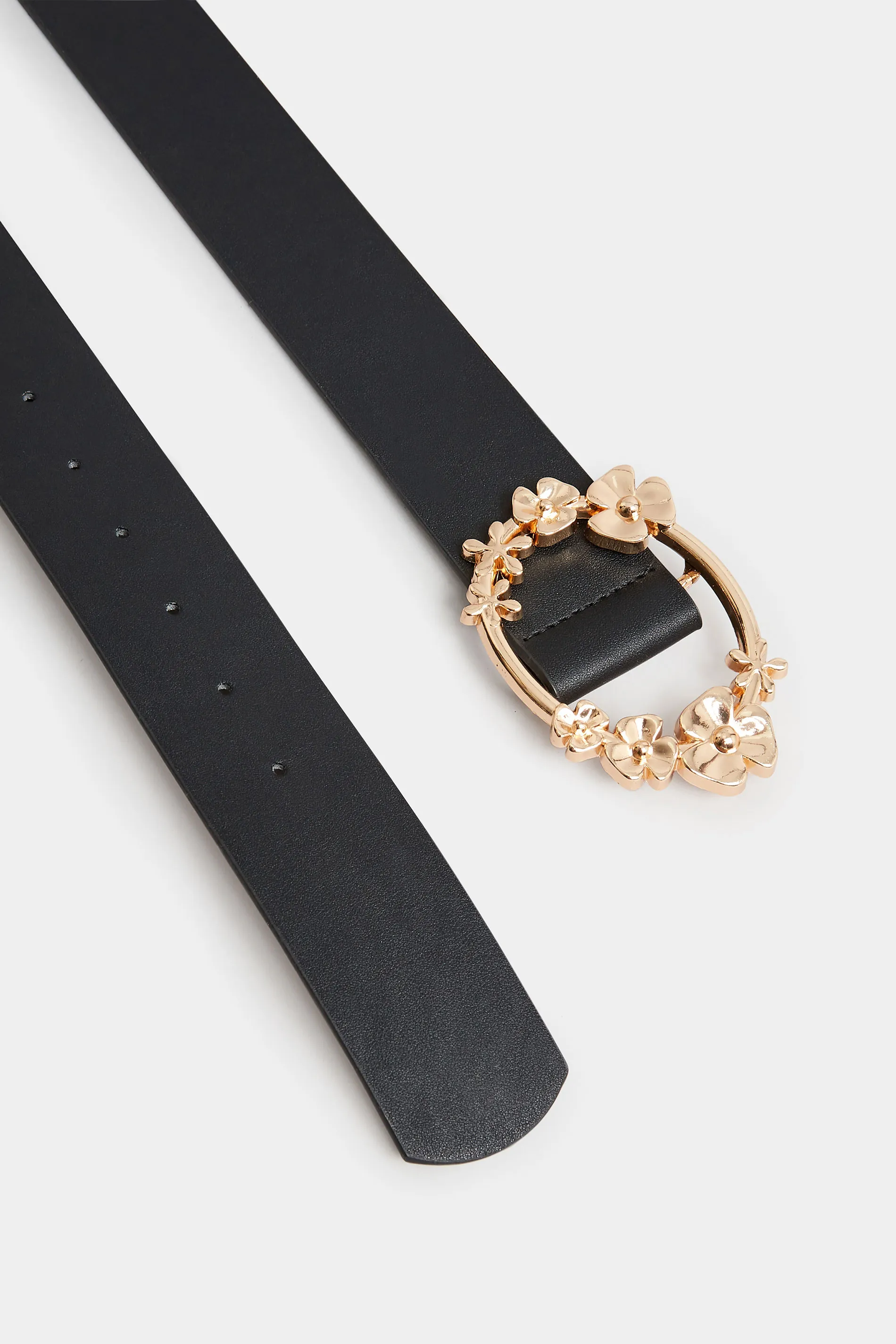 Black Floral Buckle Belt