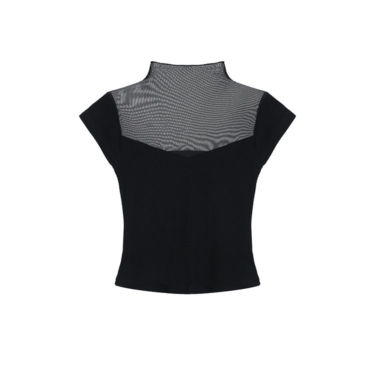 Black Mesh Chest Top