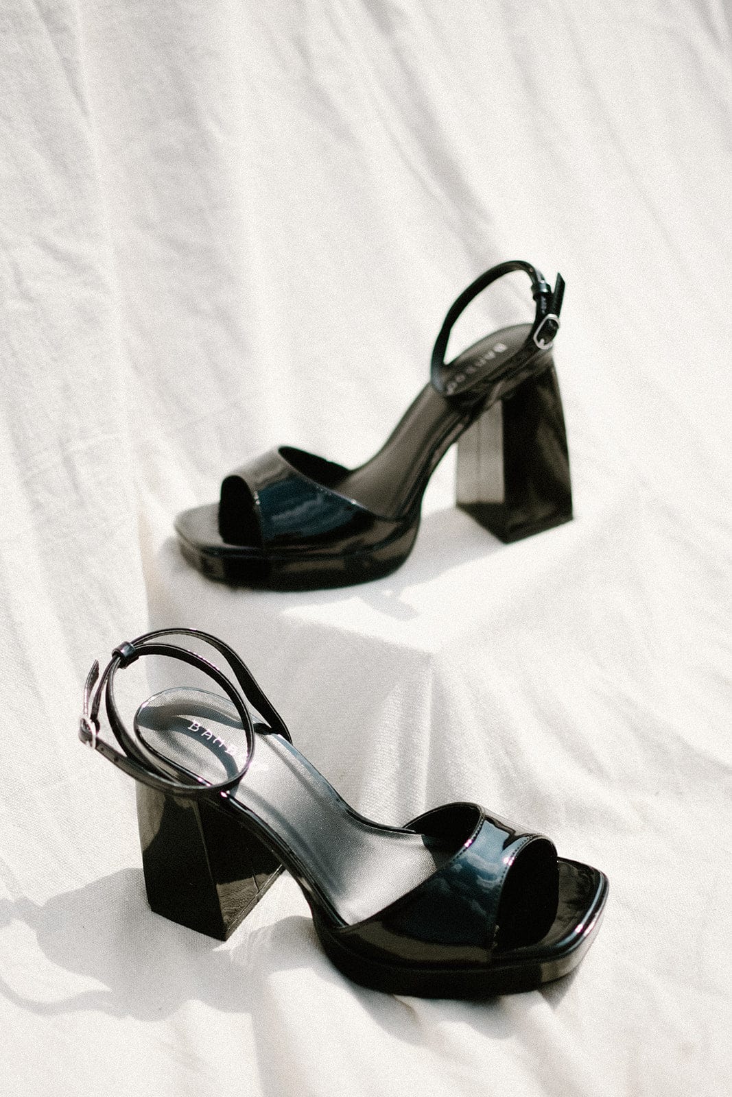 Black Strap Chunky Platform Heels