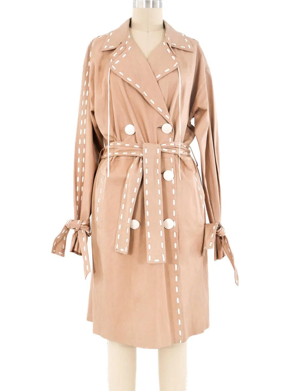 Blush Leather Trench Coat