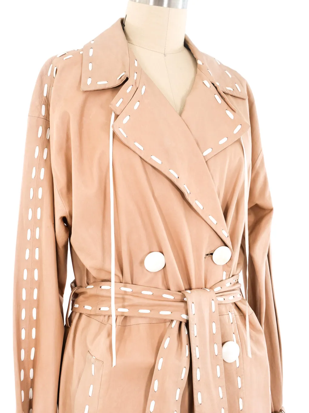 Blush Leather Trench Coat