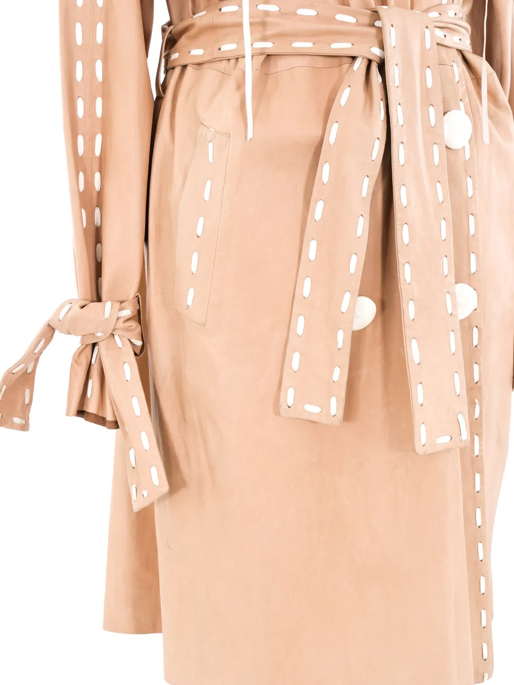 Blush Leather Trench Coat