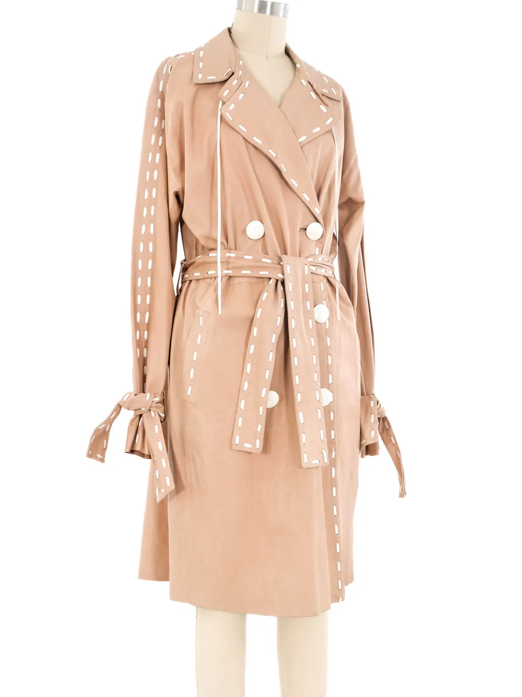 Blush Leather Trench Coat