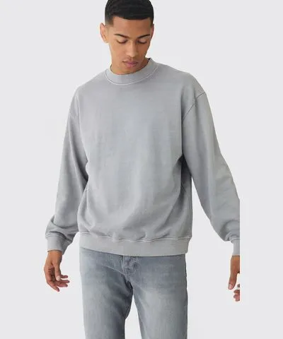 boohoo Mens Oversized Extended Neck Acid Wash Sweatshirt