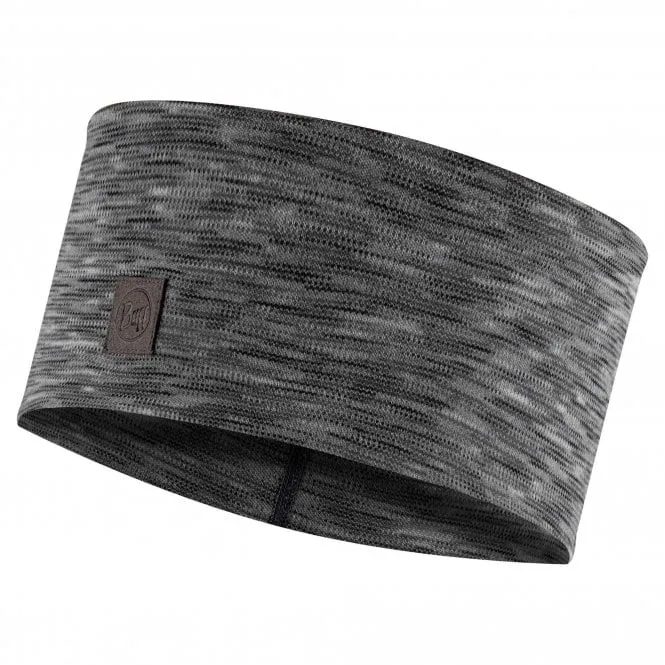 Buff Merino Wool Heavyweight Headband Multistripes - Fog Grey