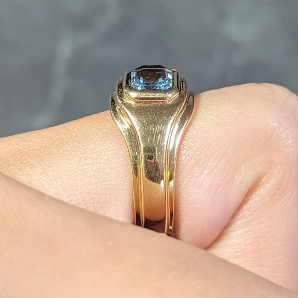 Bulgari 1980s 2.80 CTW Sapphire Aquamarine 18 Karat Gold Roma Vintage Band Ring