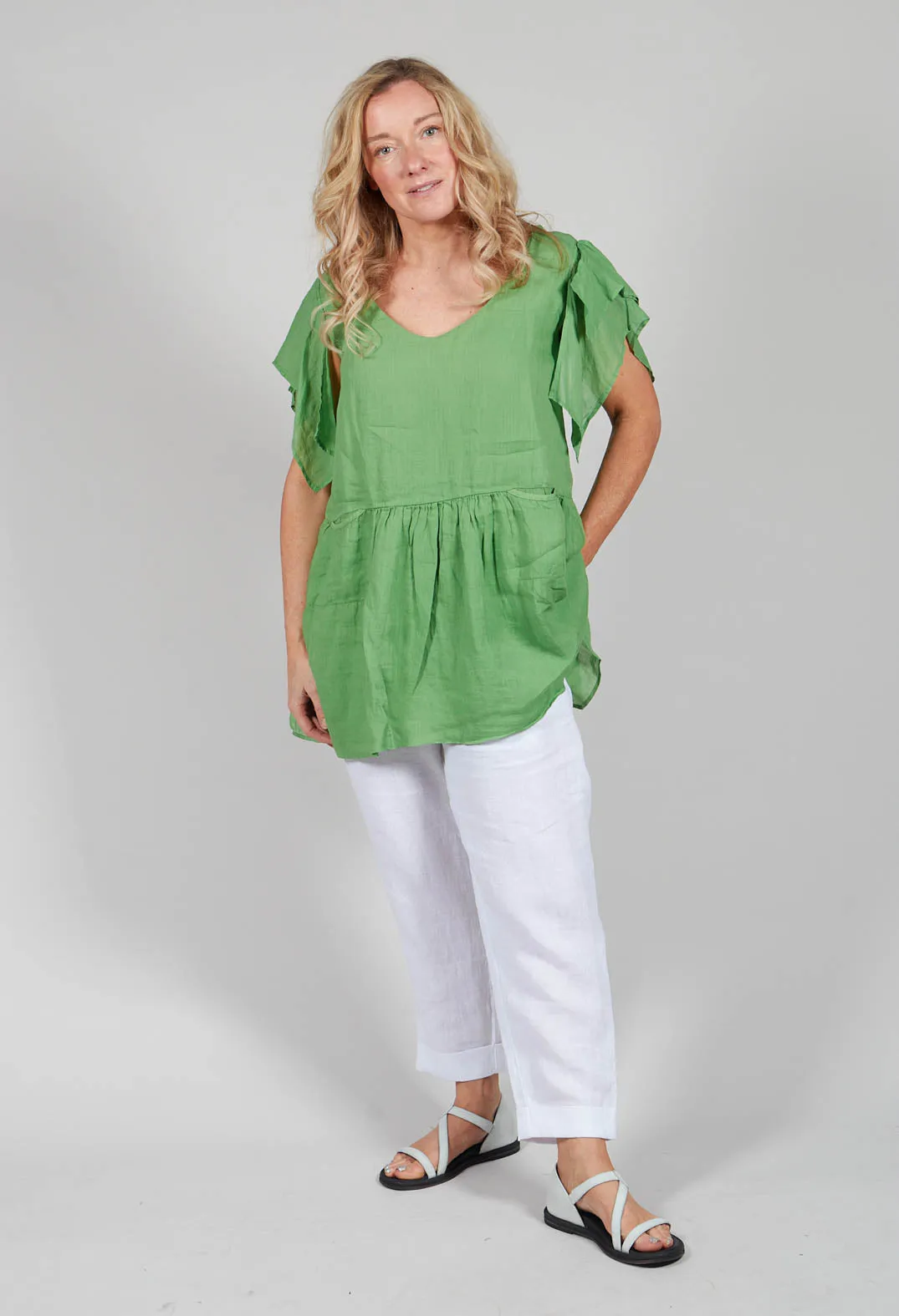 Butterfly Sleeve Top in Green