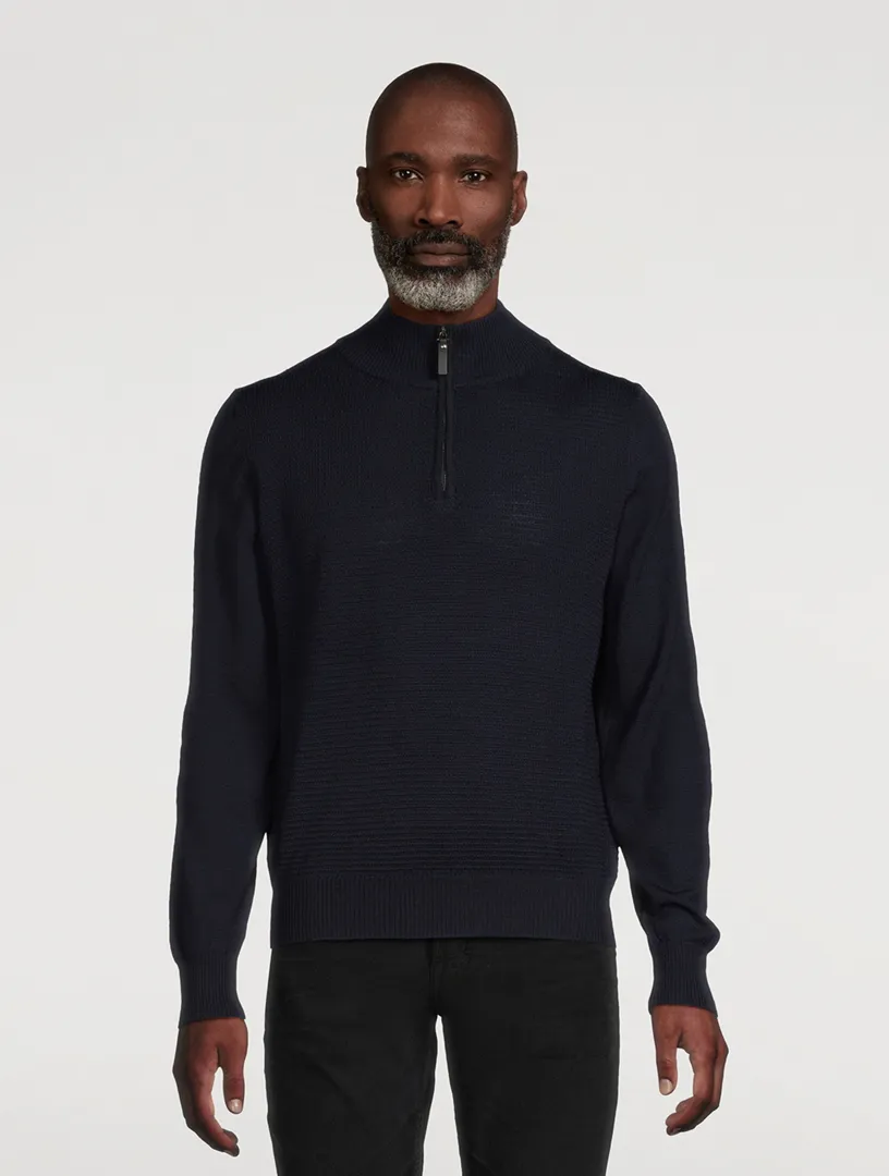 CANALI Wool Quarter-Zip Sweater