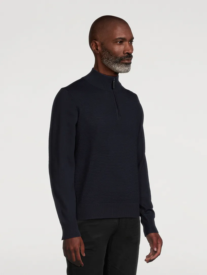 CANALI Wool Quarter-Zip Sweater