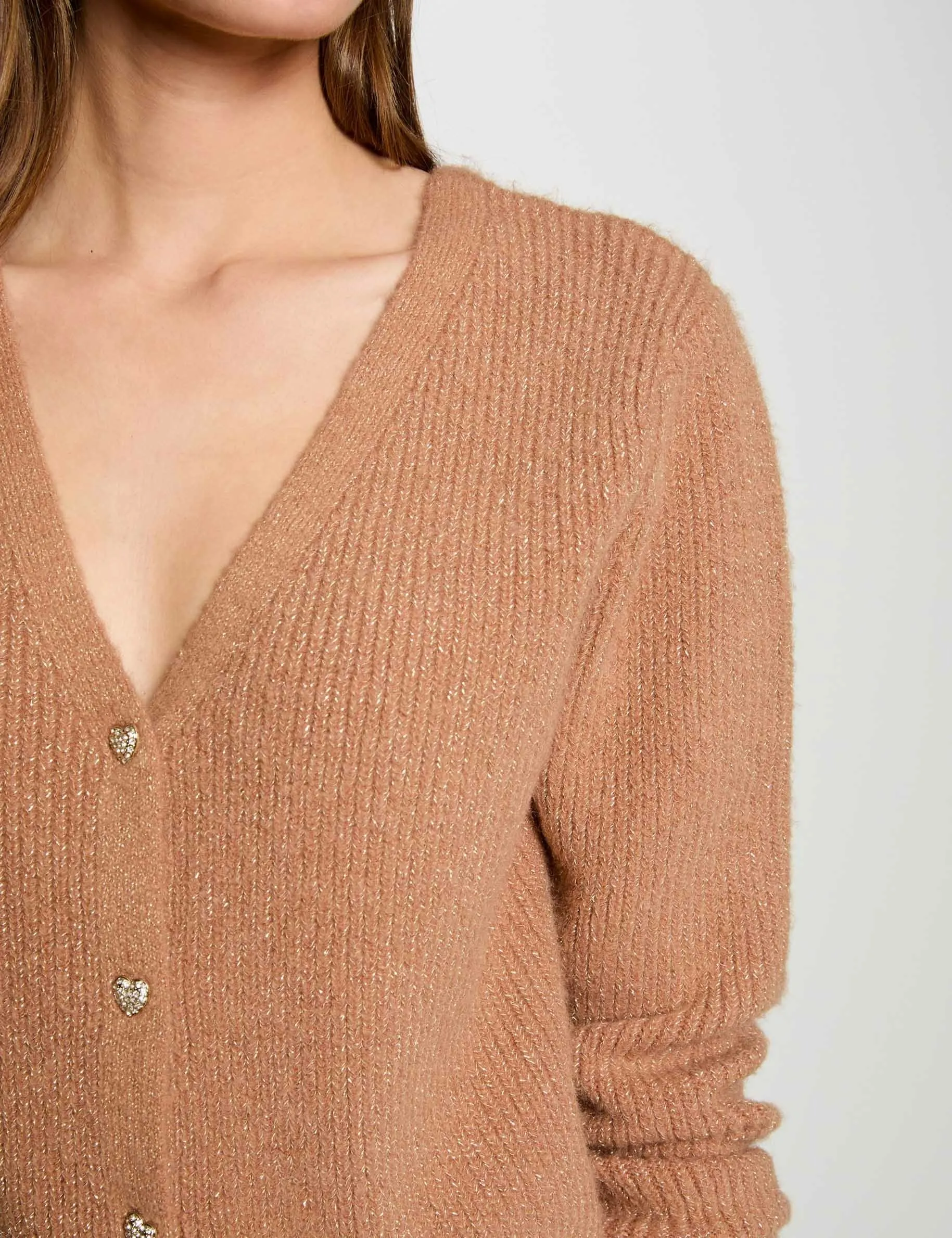 Cardigan with V-neck camel women