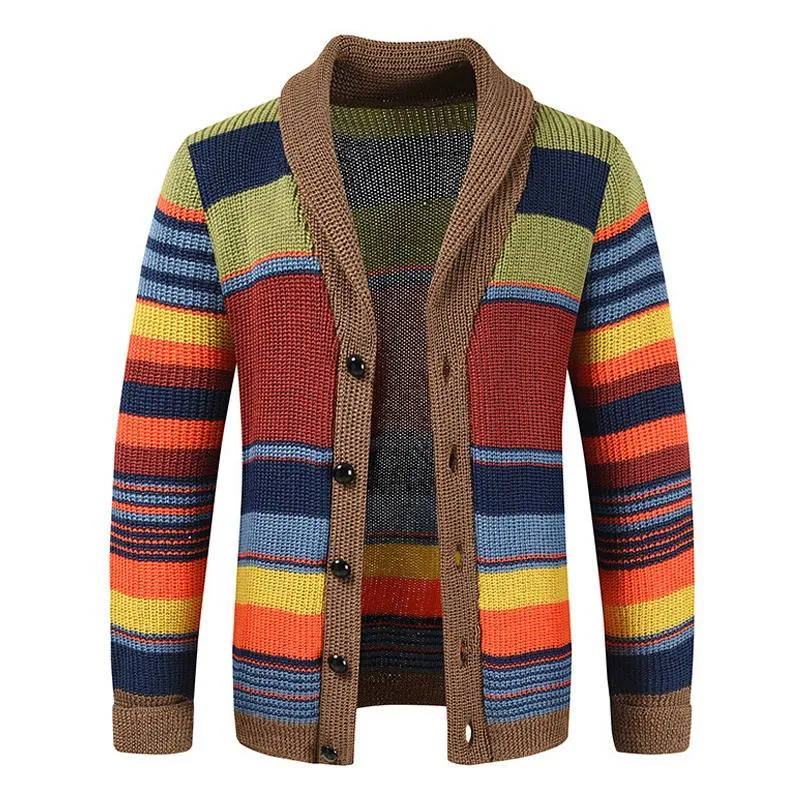 Cardigan à Col Revers Colorblock pour Homme