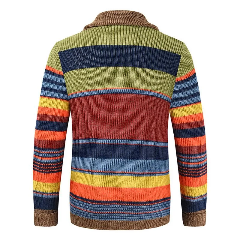 Cardigan à Col Revers Colorblock pour Homme