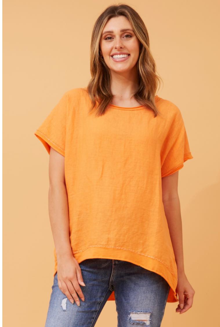 CAROLINE MORGAN SHORT SLEEVE ORANGE TOP T518419