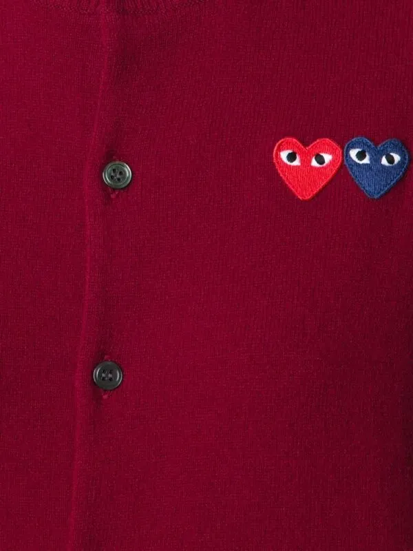 CDG Play Double Heart Logo Cardigan | Luxury and style at your fingertips