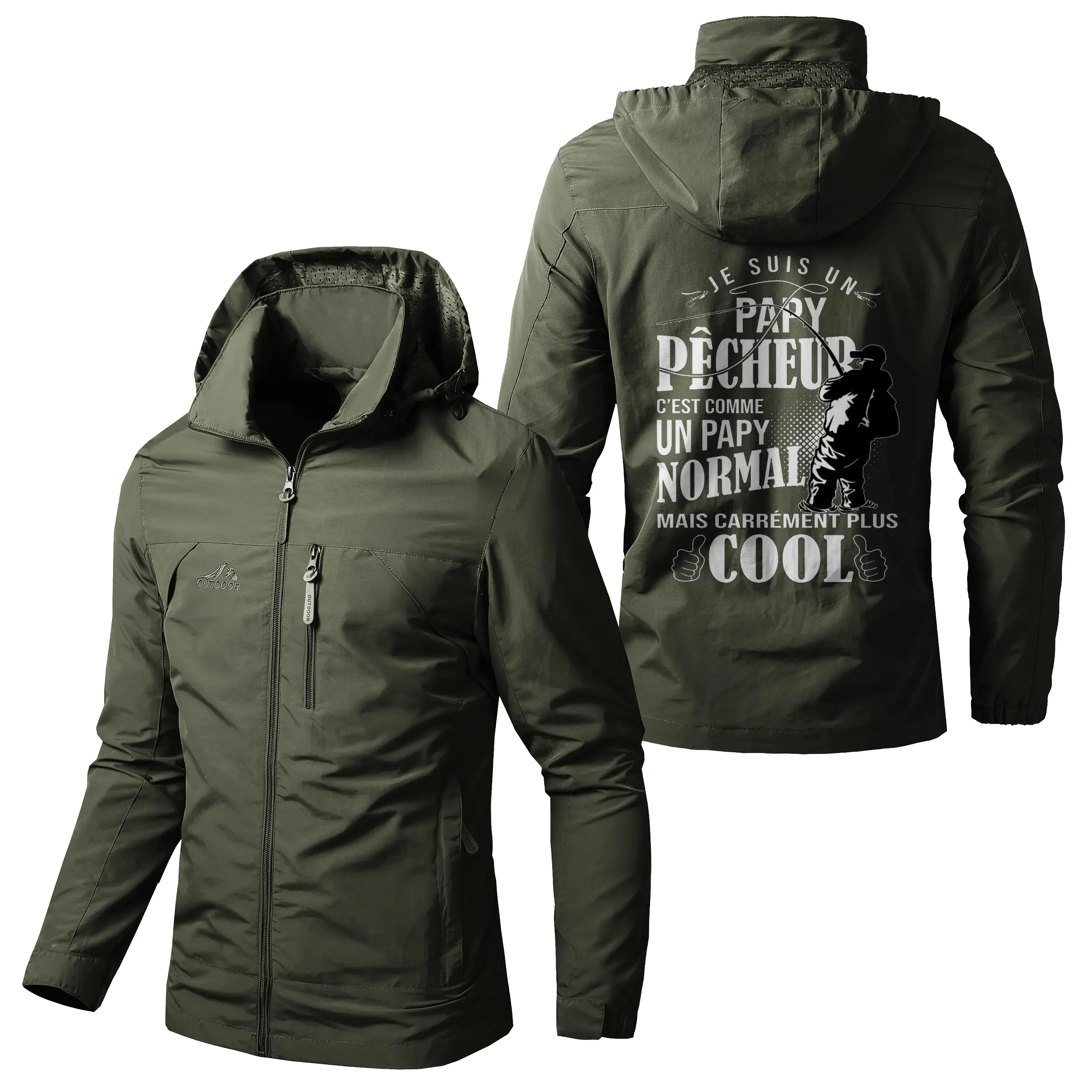 Chiptshirts Veste Imperméable et Coupe-Vent - Papy Pêcheur Comme Un Papy Normal Mais Plus Cool - CT05092347