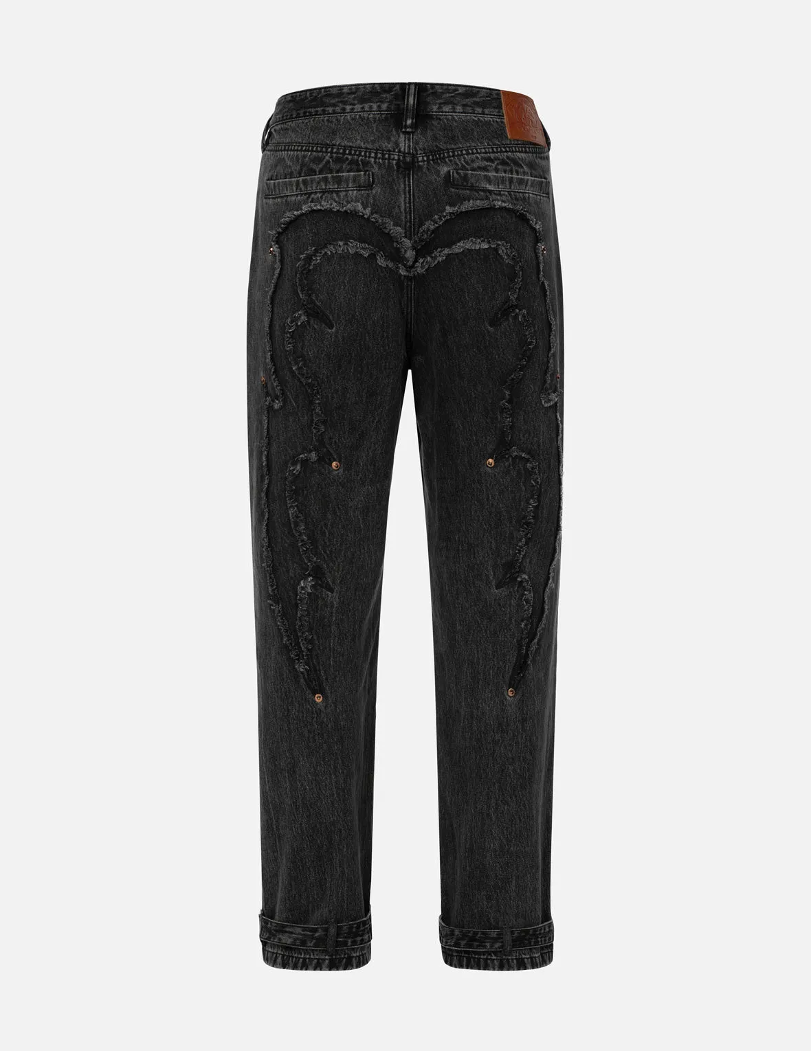 Distressed Edges Inserted Daicock Baggy Jeans