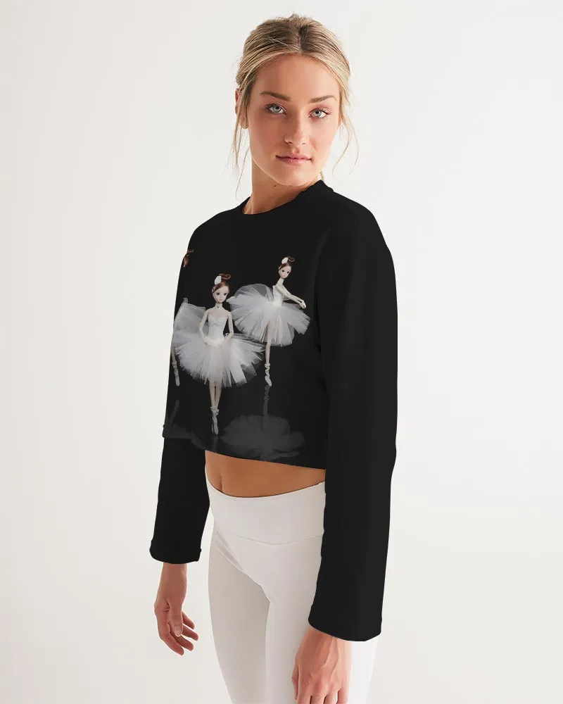 DOLLY  Ballerina Dolls White Women's Cropped Sweatshirt