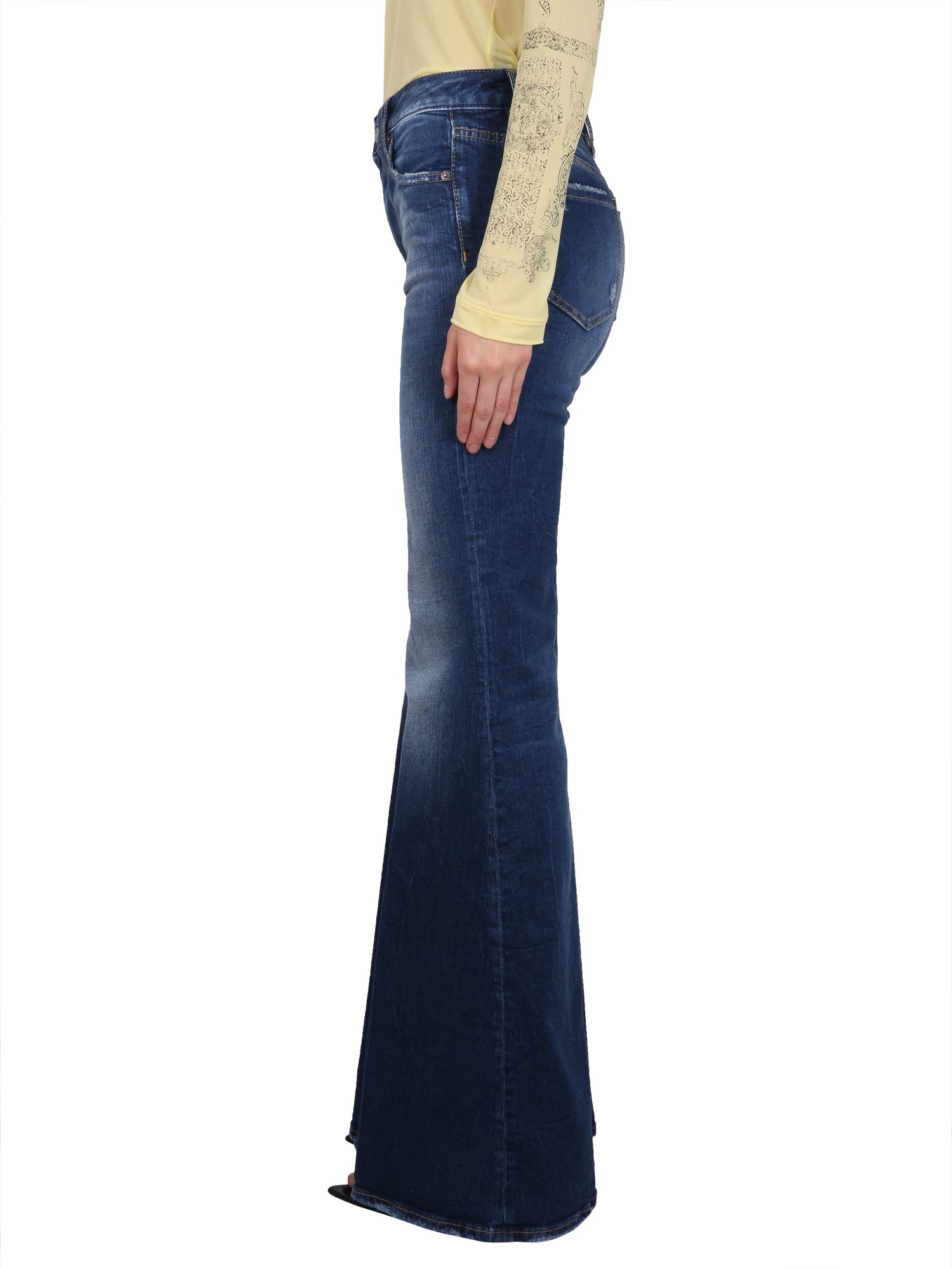 DSQUARED    SUPER FLARE JEANS IN COTTON DENIM