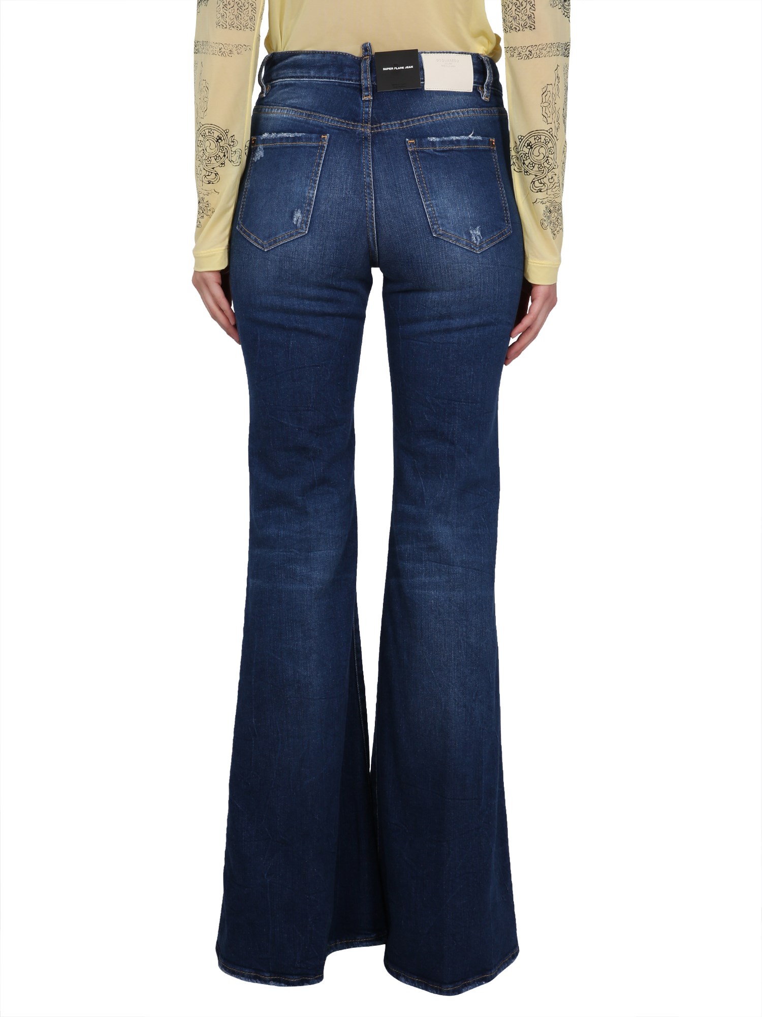 DSQUARED    SUPER FLARE JEANS IN COTTON DENIM