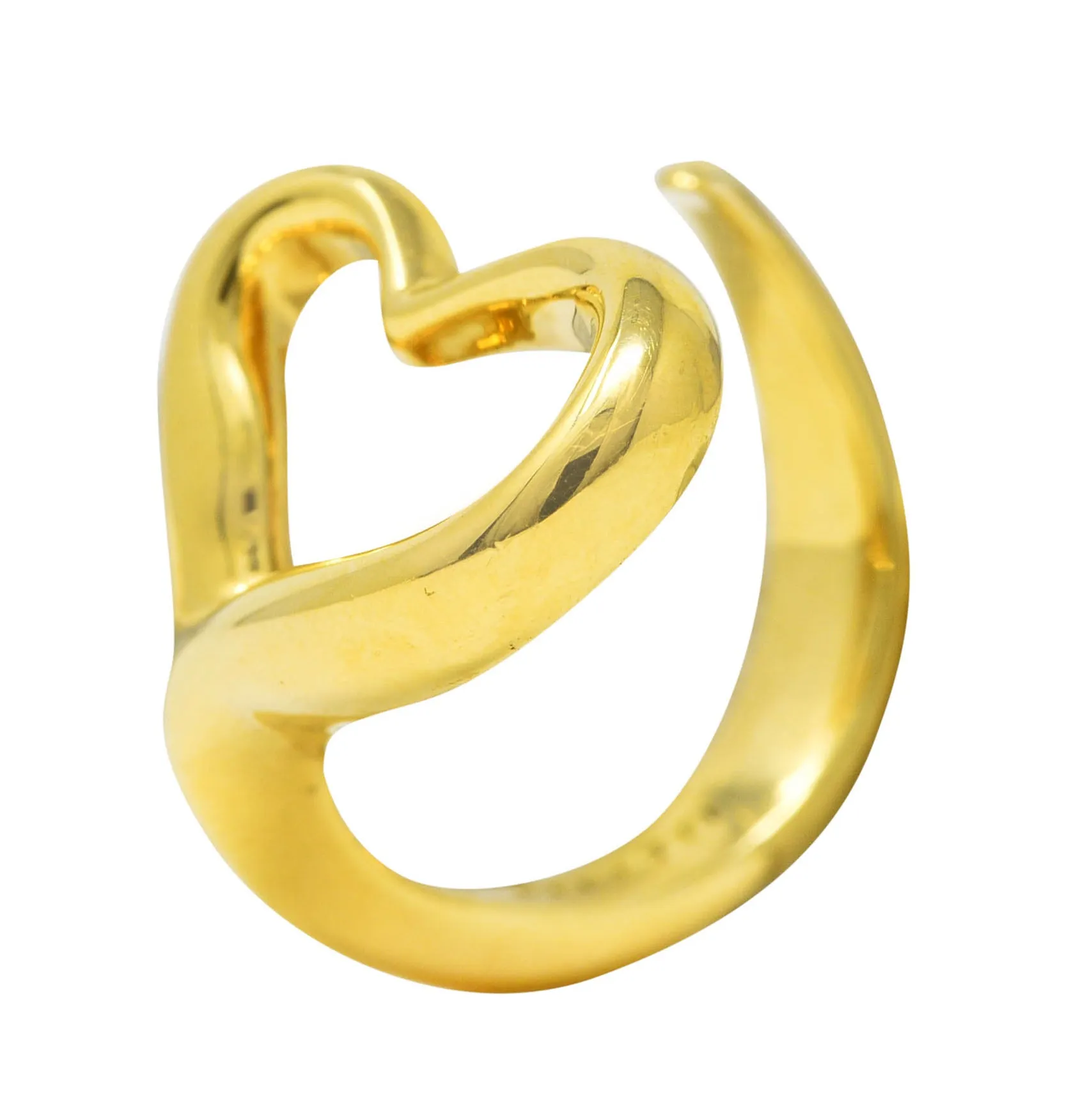 Elsa Peretti Tiffany & Co. 18 Karat Yellow Gold Open Heart Vintage Ring