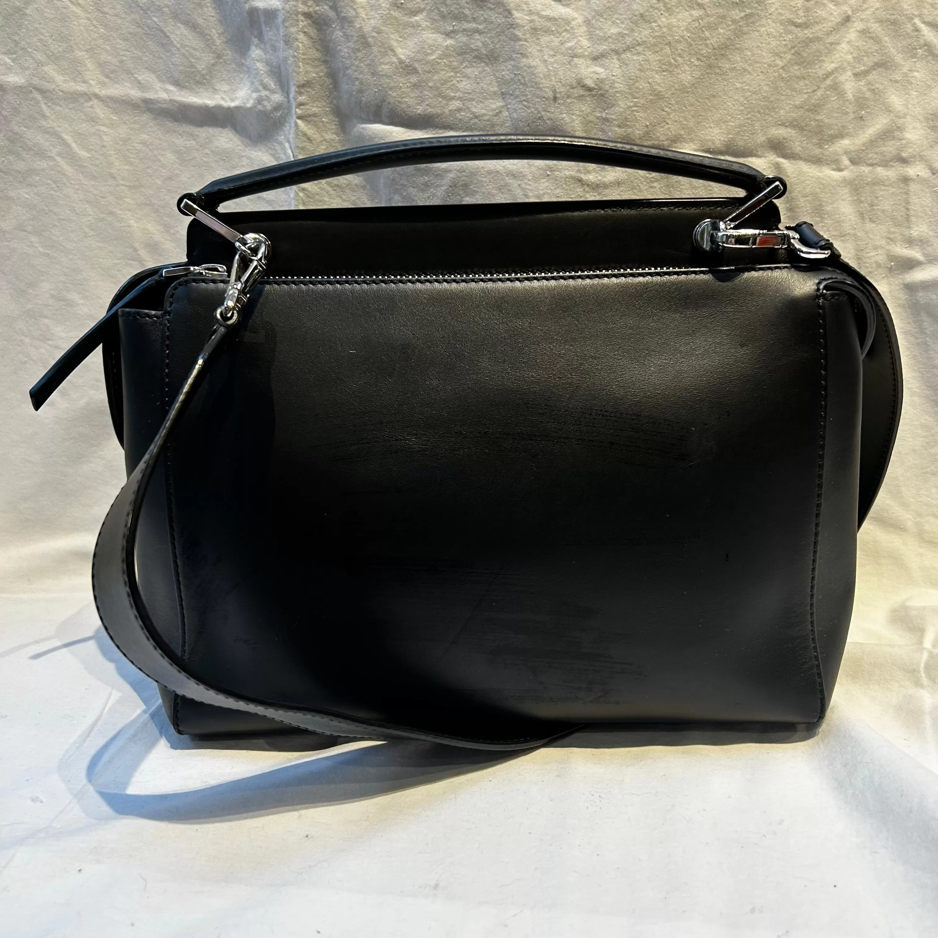 Fendi Black Leather Dot Com Shoulder Bag