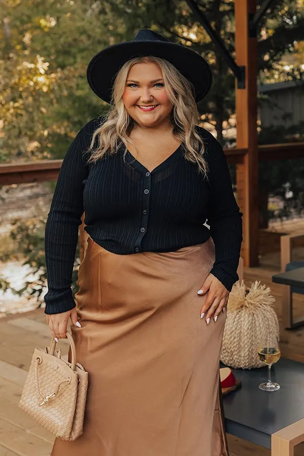 Fresh Breeze Ribbed Cardigan In Black Curves