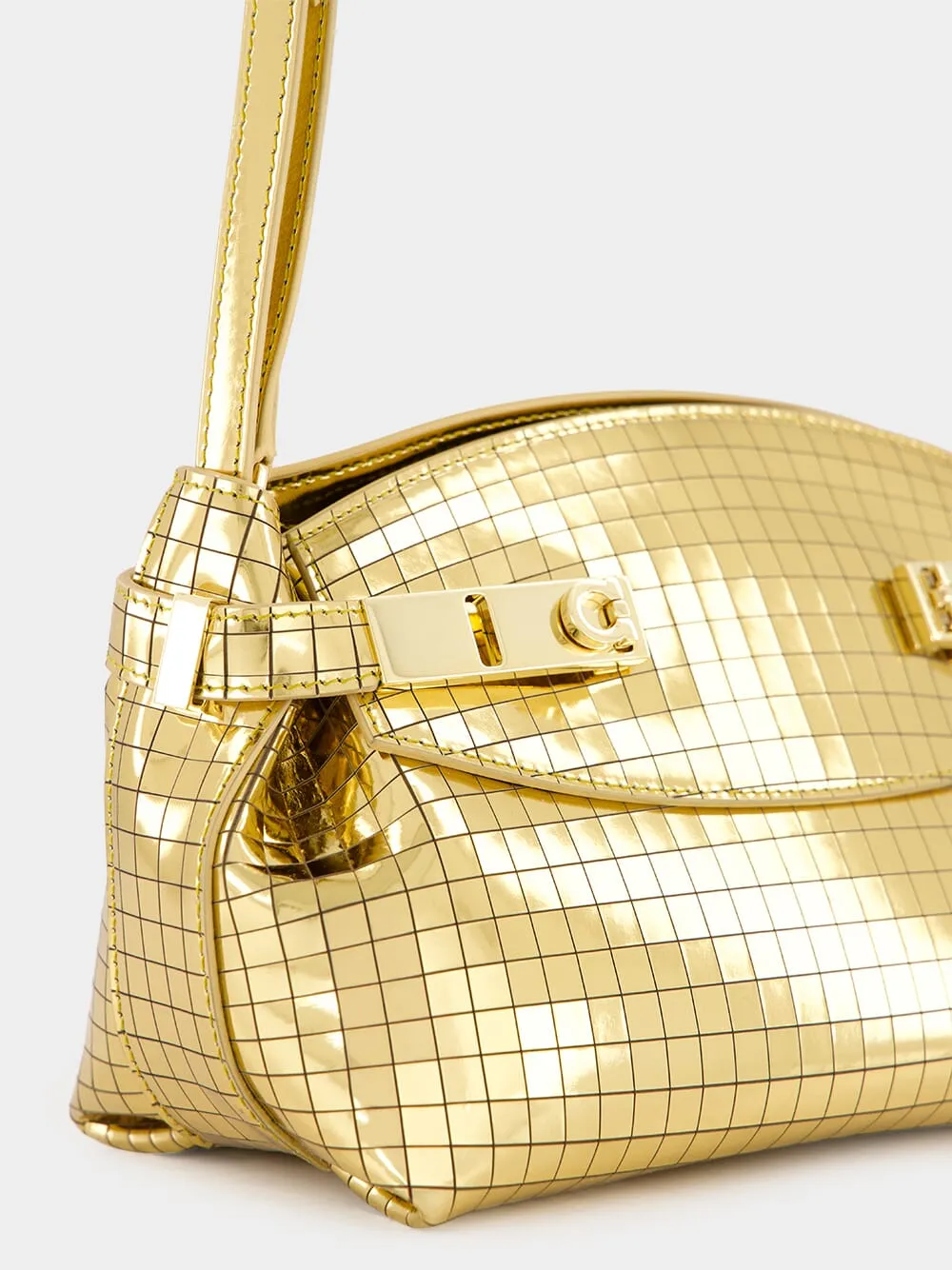 Gold Miror Hug Soft Crossbody Bag