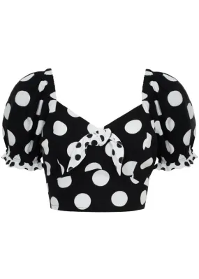 Hell Bunny Dolores Polkadot 40's Top Black