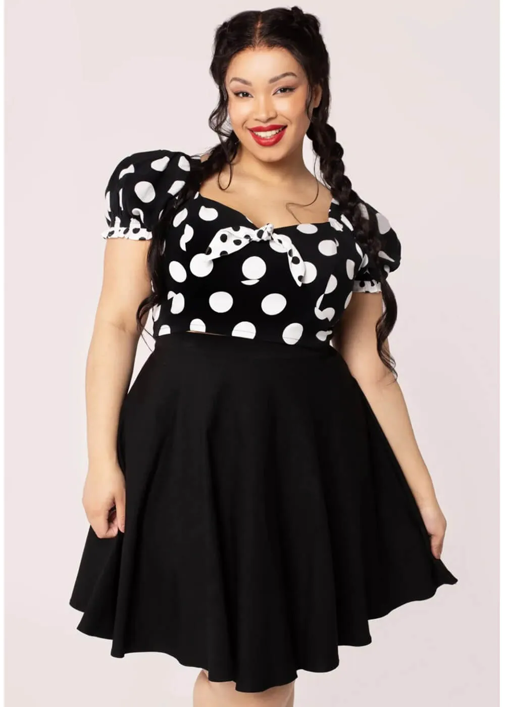 Hell Bunny Dolores Polkadot 40's Top Black