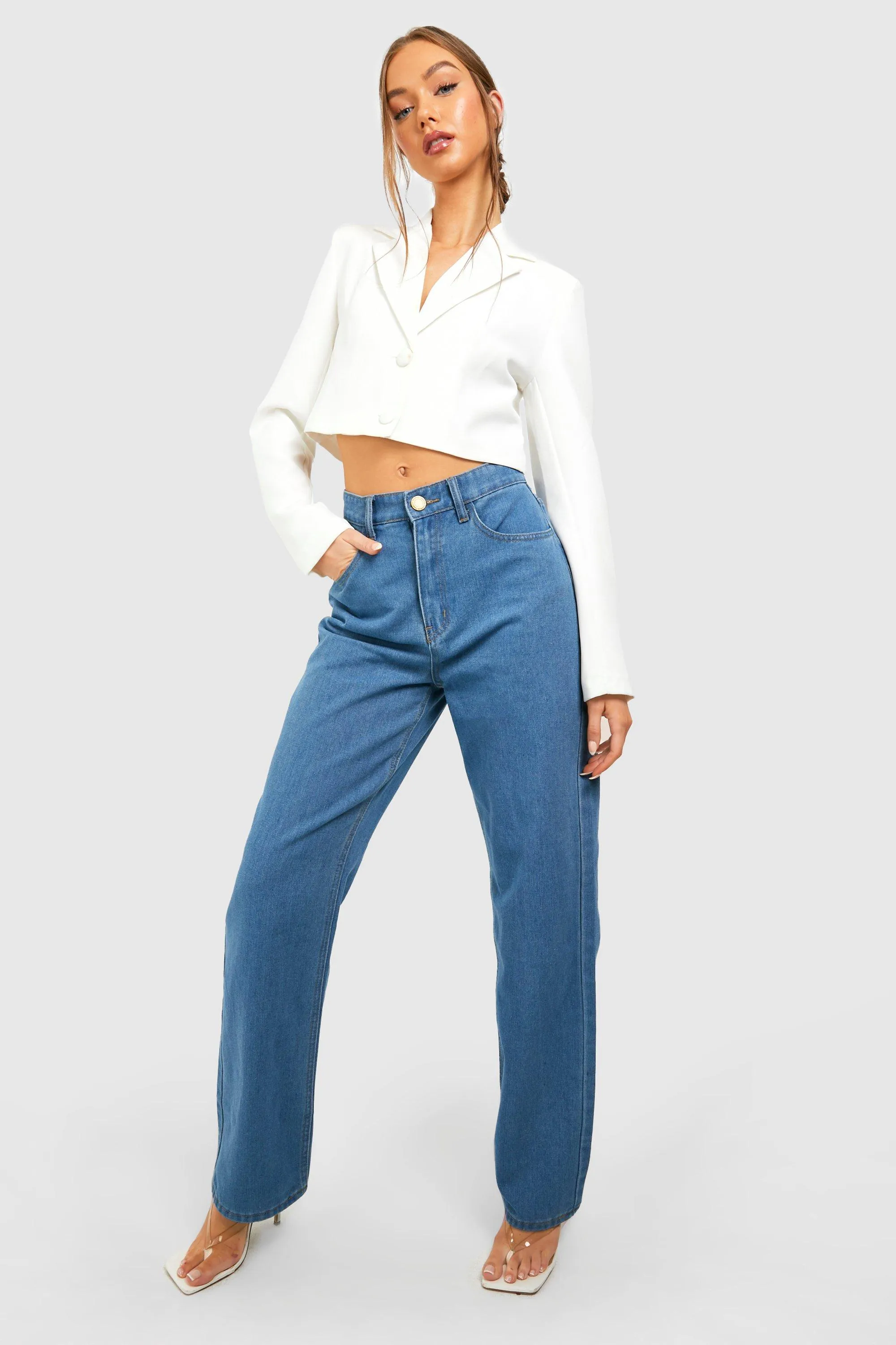 High Rise Straight Fit Jeans