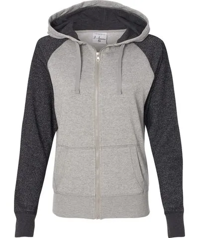 J. America Women's Glitter French Terry Full-Zip Hooded Sweatshirt