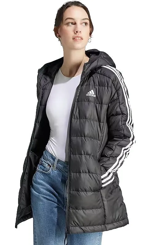 jacket adidas Performance Essentials 3-Stripes Light Down Hooded - Black - women´s