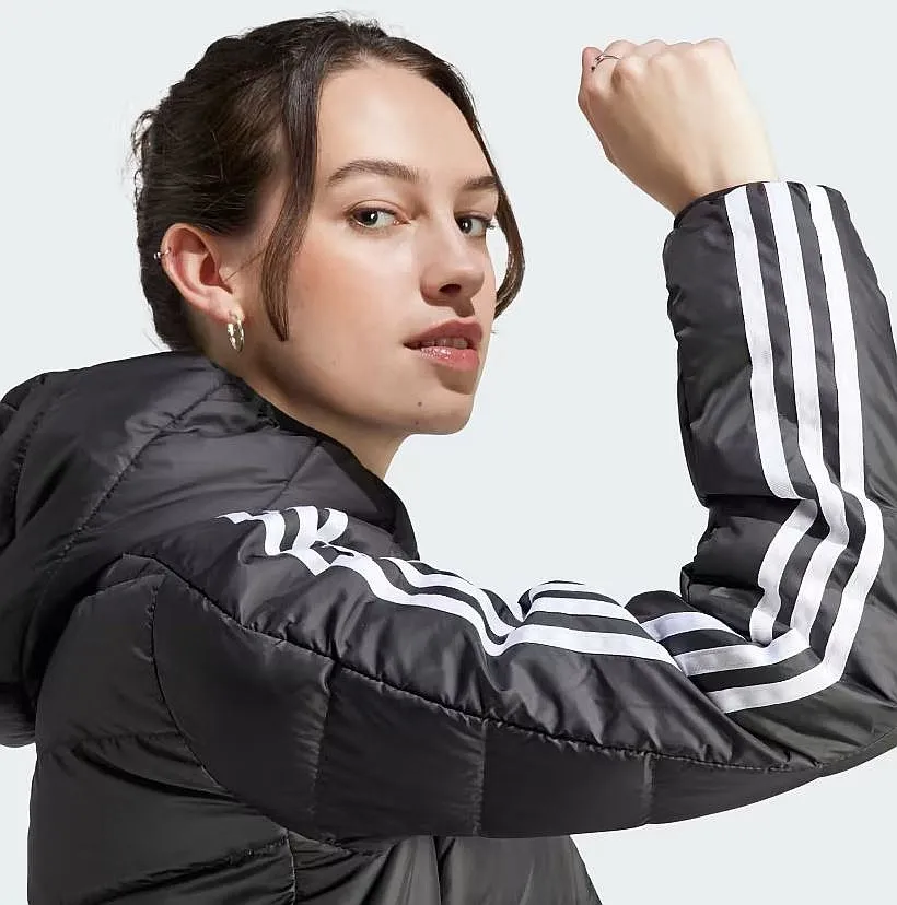 jacket adidas Performance Essentials 3-Stripes Light Down Hooded - Black - women´s