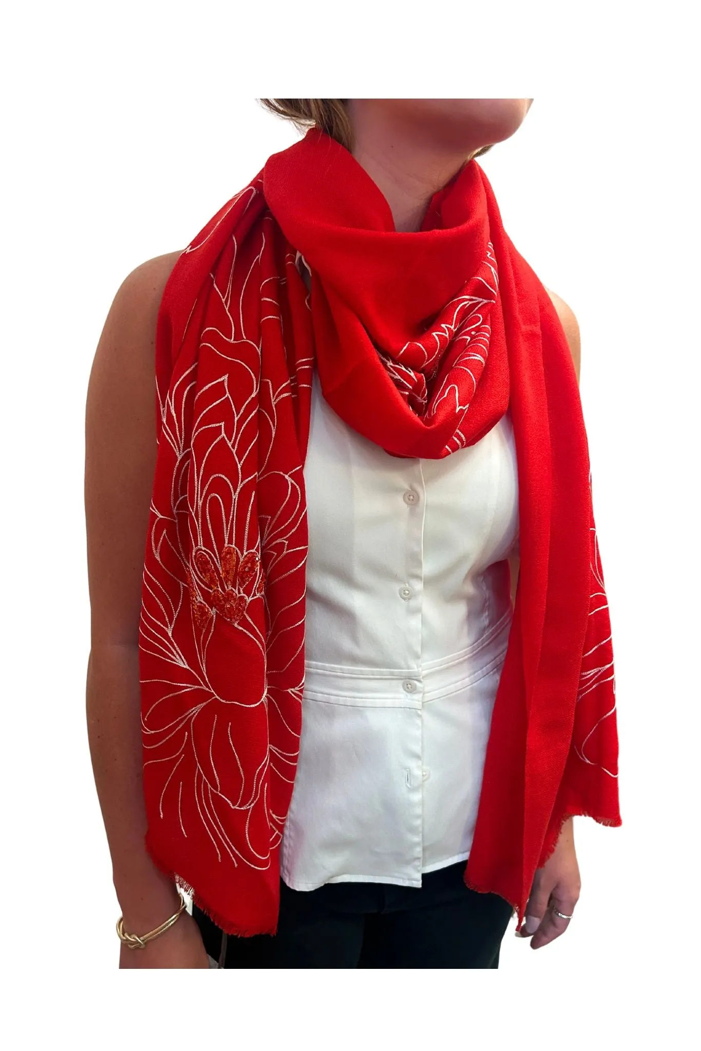 Janavi Dahlia Line Art Scarf